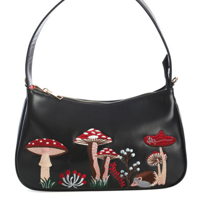 Sac Balade Enchantée – Champignons & Hérisson rétro