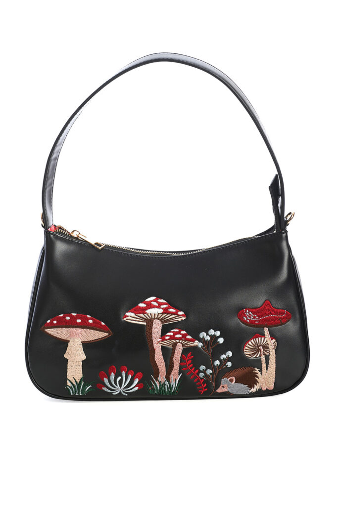 Sac Balade Enchantée – Champignons & Hérisson rétro